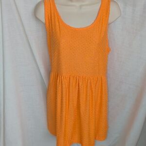 Chic Soul Tank Top 1XL Orange T-Shirt Raised Swiss Dot Babydoll Weekender New